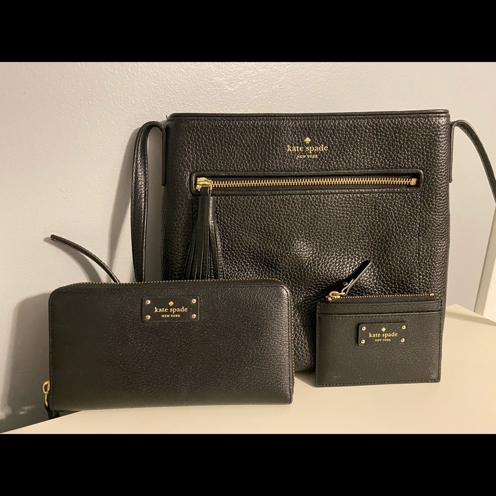 KateSpade black leather crossbody w/ wallets